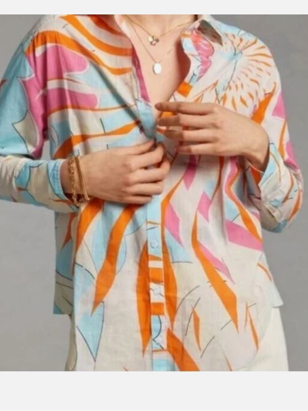 Anthropologie Meave Floral Burst Button-Up Shirt, size x-small